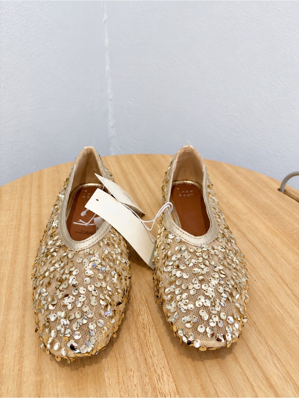 a new day Gold Sequin Slip-On Flats